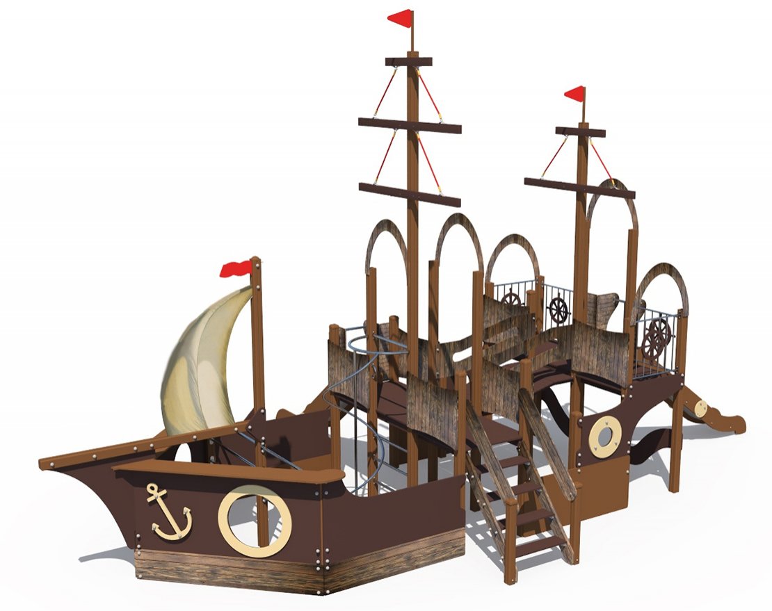 Детский игровой комплекс Лагуна в виде двойного парусника и с горками Н-1200,1500 ДИО 10117 - вид 3