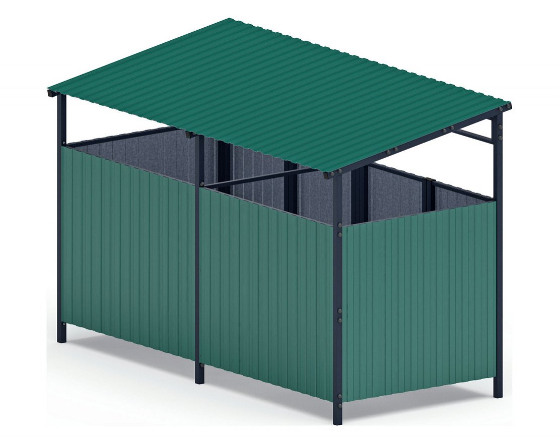 Навес контейнерной площадки для мусора (2 секции) МФ 55.02.02-01 - вид 2