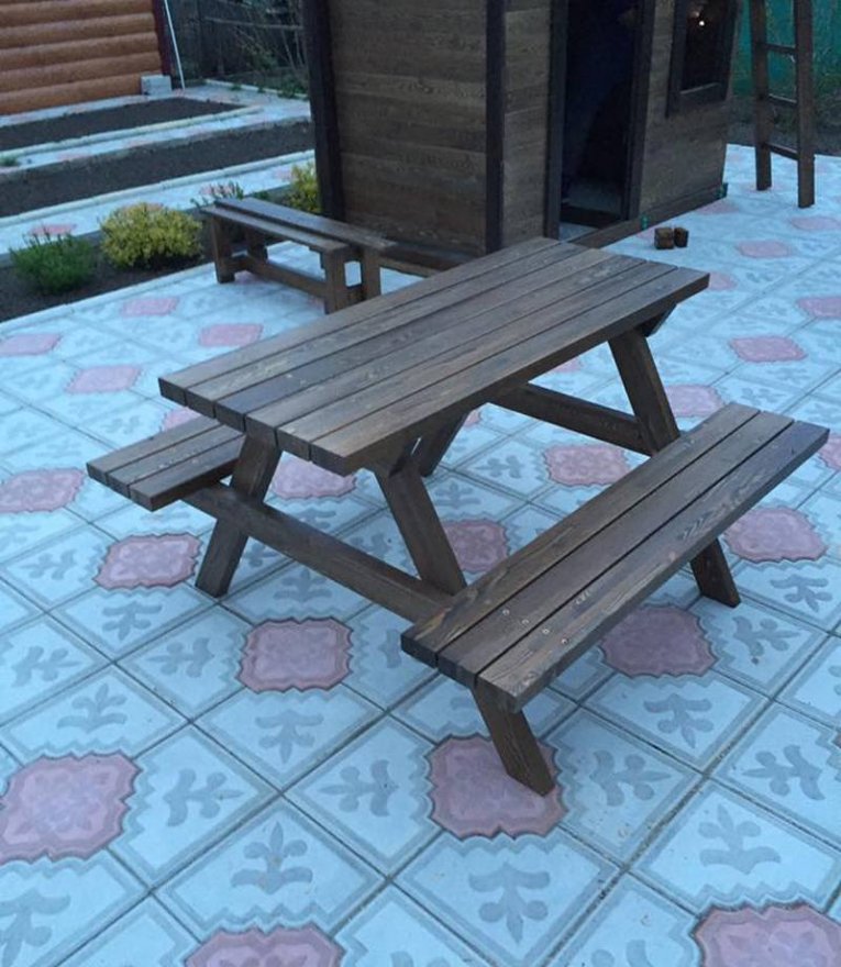 Столик с лавочками серия Q модель 1 - вид 3