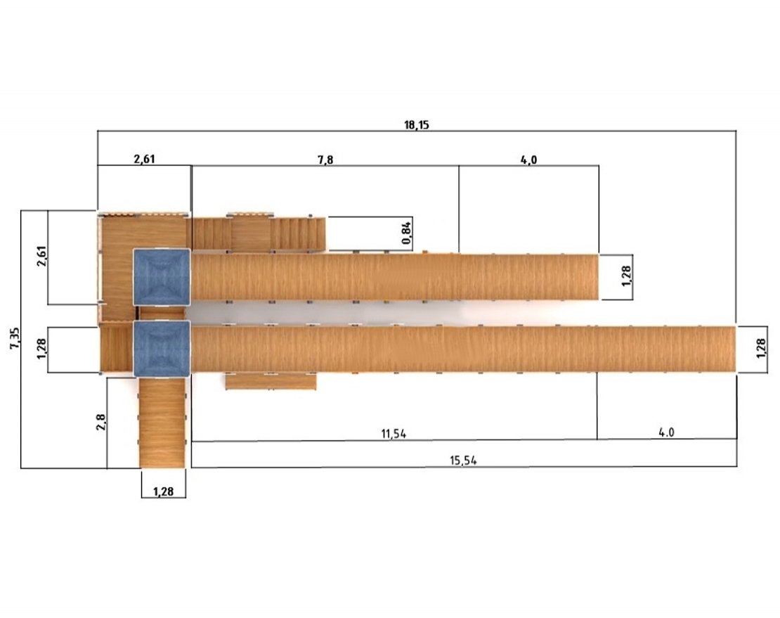 Зимняя деревянная горка Snow Fox 17 с тремя скатами - вид 2