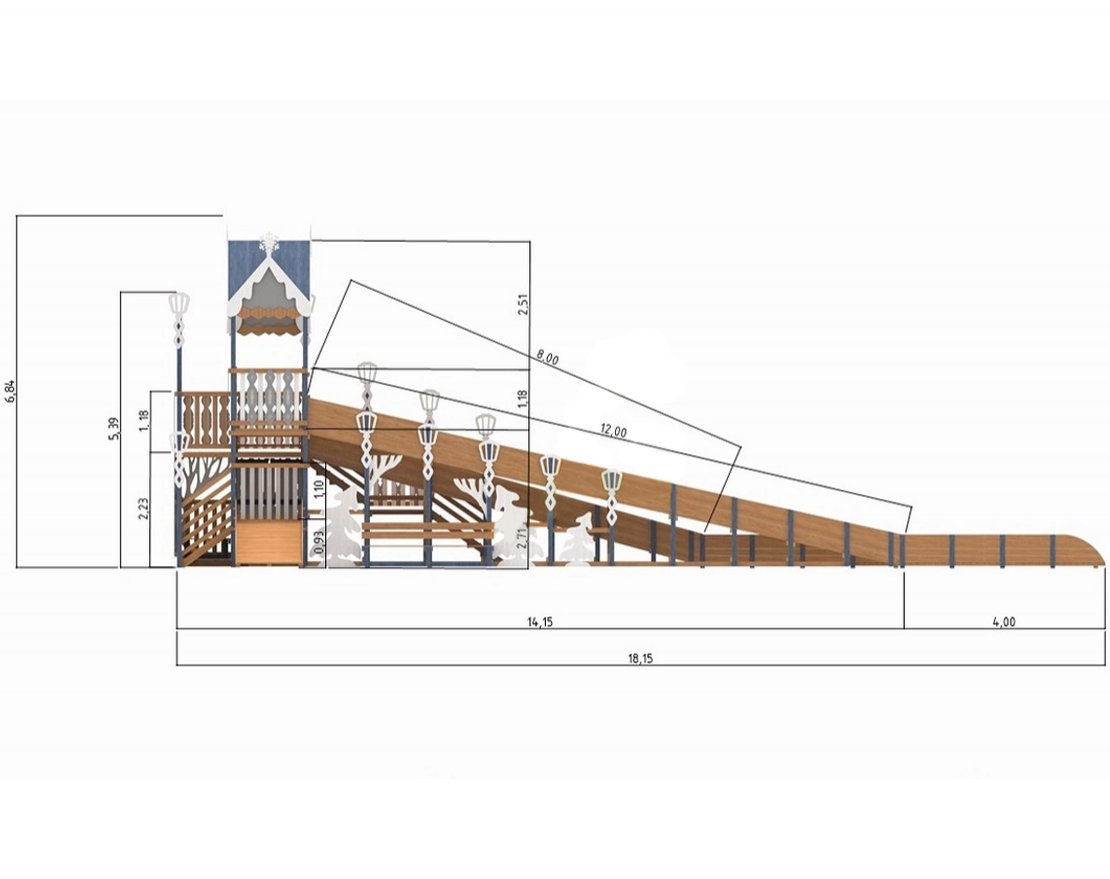 Зимняя деревянная горка Snow Fox 17 с тремя скатами - вид 3