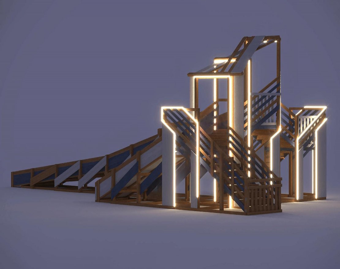 Зимняя горка Snow Fox 12 м с двумя скатами (мод.624) - вид 2