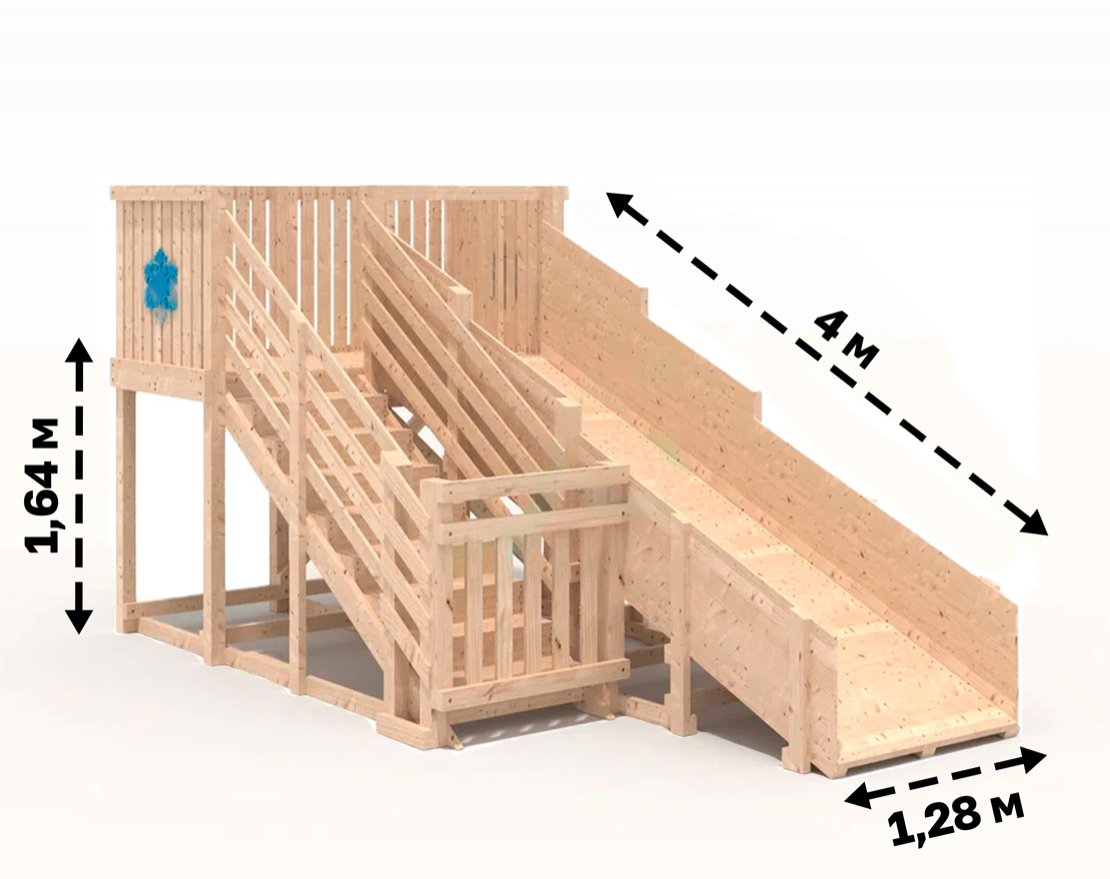 Зимняя горка Snow Fox (скат 4 м), без окраски - вид 4