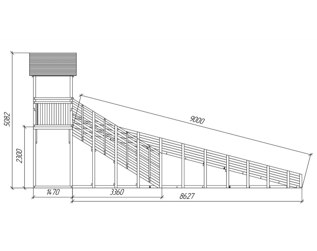 Зимняя горка TORUDA Север - 8/1 (скат 9 м, цвет - чёрный) - вид 5