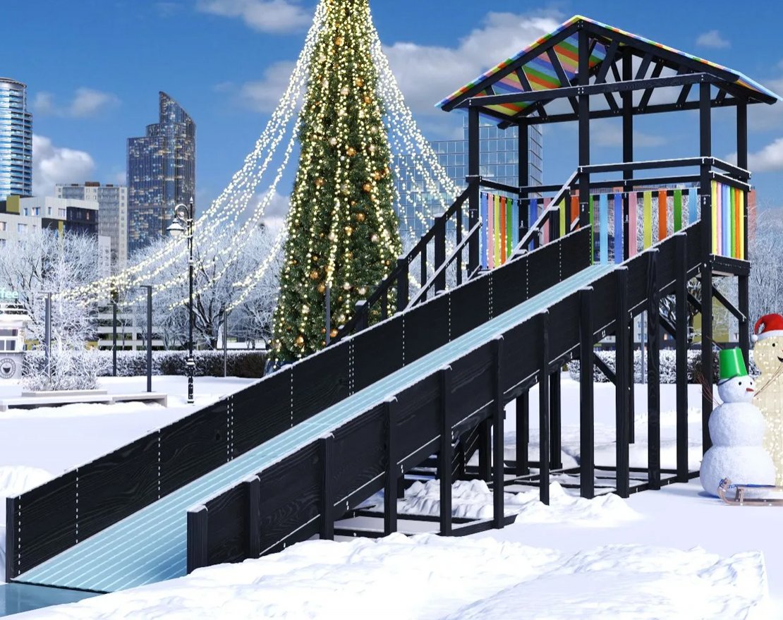 Зимняя горка TORUDA Север - 8/1 (скат 9 м, цвет - чёрный) - вид 2