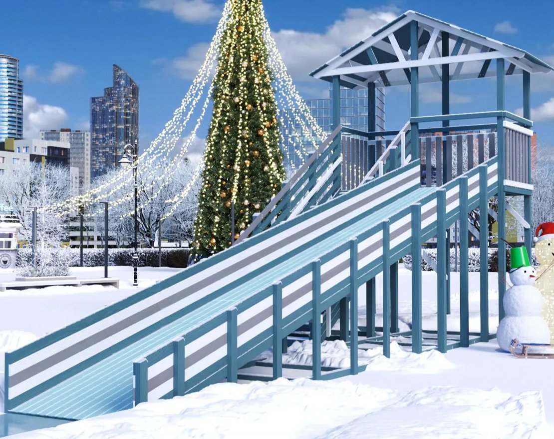 Зимняя горка TORUDA Север - 8/1 (скат 9 м, цвет - серый индиго) - вид 2